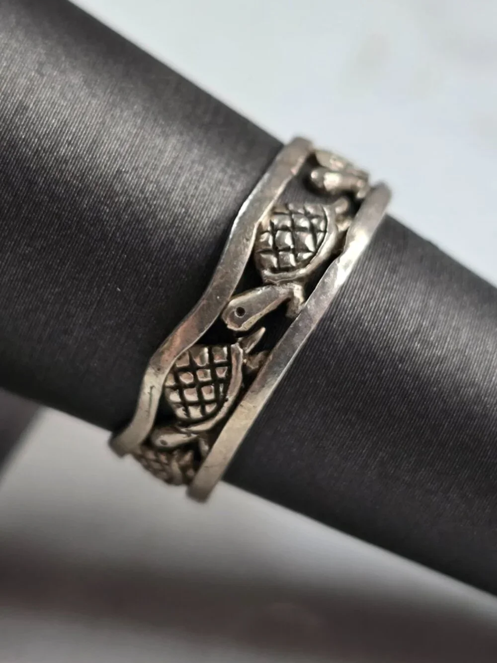 Womens Vintage Estate Sterling Silver Turtle Ring 2.7g E4132